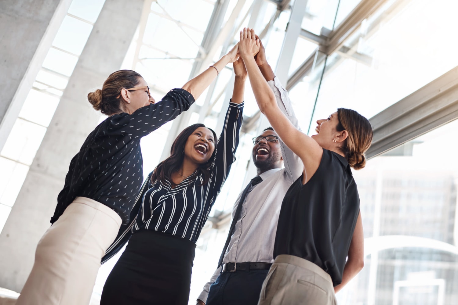Co-workers celebrating at The Severn Companies in Annapolis, Maryland