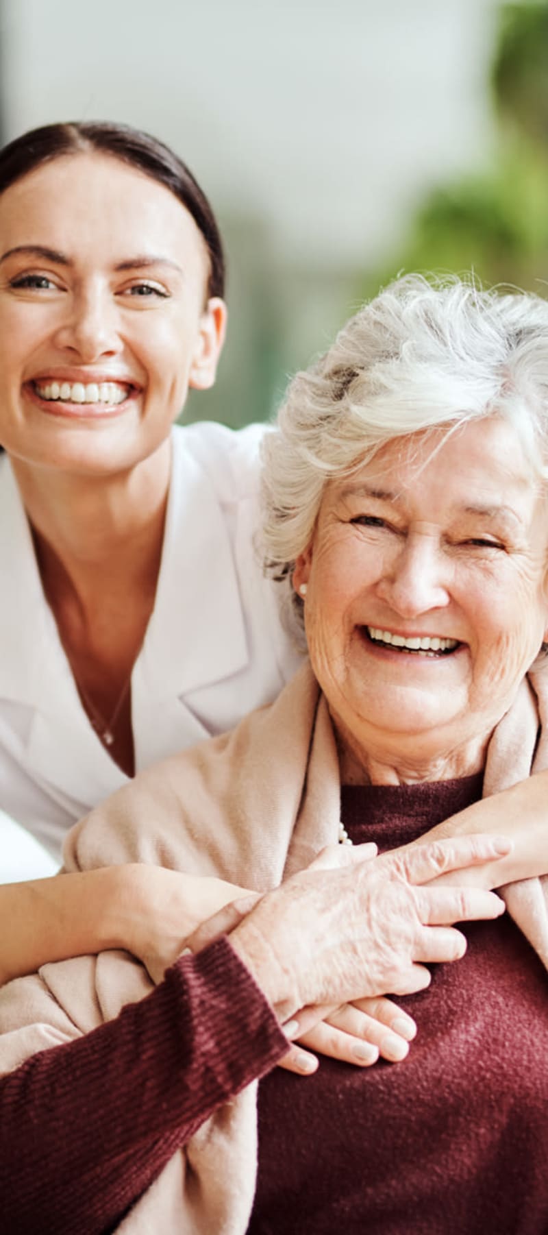 Resident and nurse hugging at Edgerton Care Center in Edgerton, Wisconsin