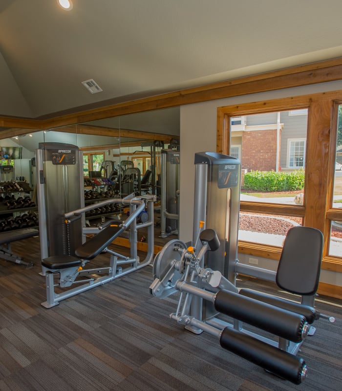 Fitness center at Sheridan Pond in Tulsa, Oklahoma