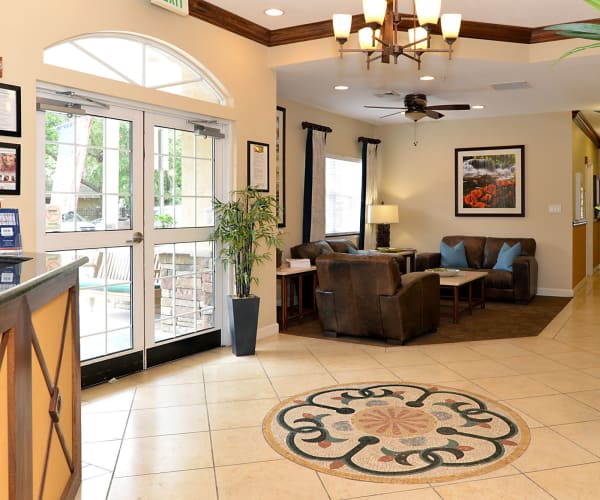 Entrance lobby at Pacifica Senior Living Belleair in Clearwater, Florida