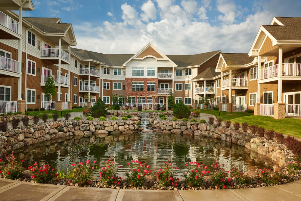 Large pond at Applewood Pointe of Bloomington at Valley West in Bloomington, Minnesota. 