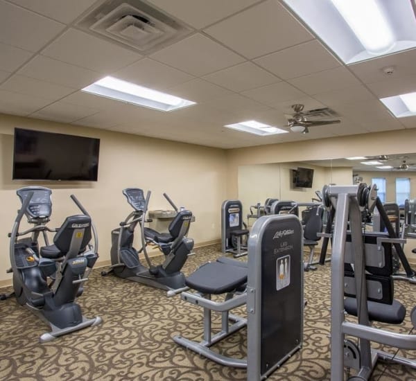 Fitness center at The Marquis at the Woods in Webster, New York