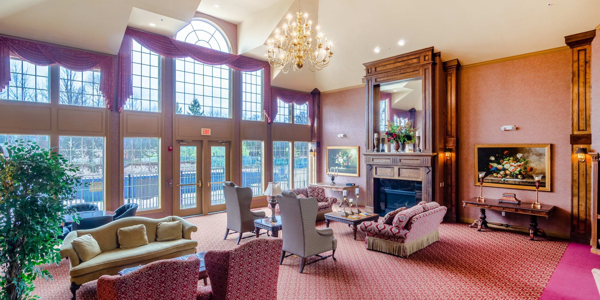 A beautiful lounge area at Central Park Estates in Novi, Michigan