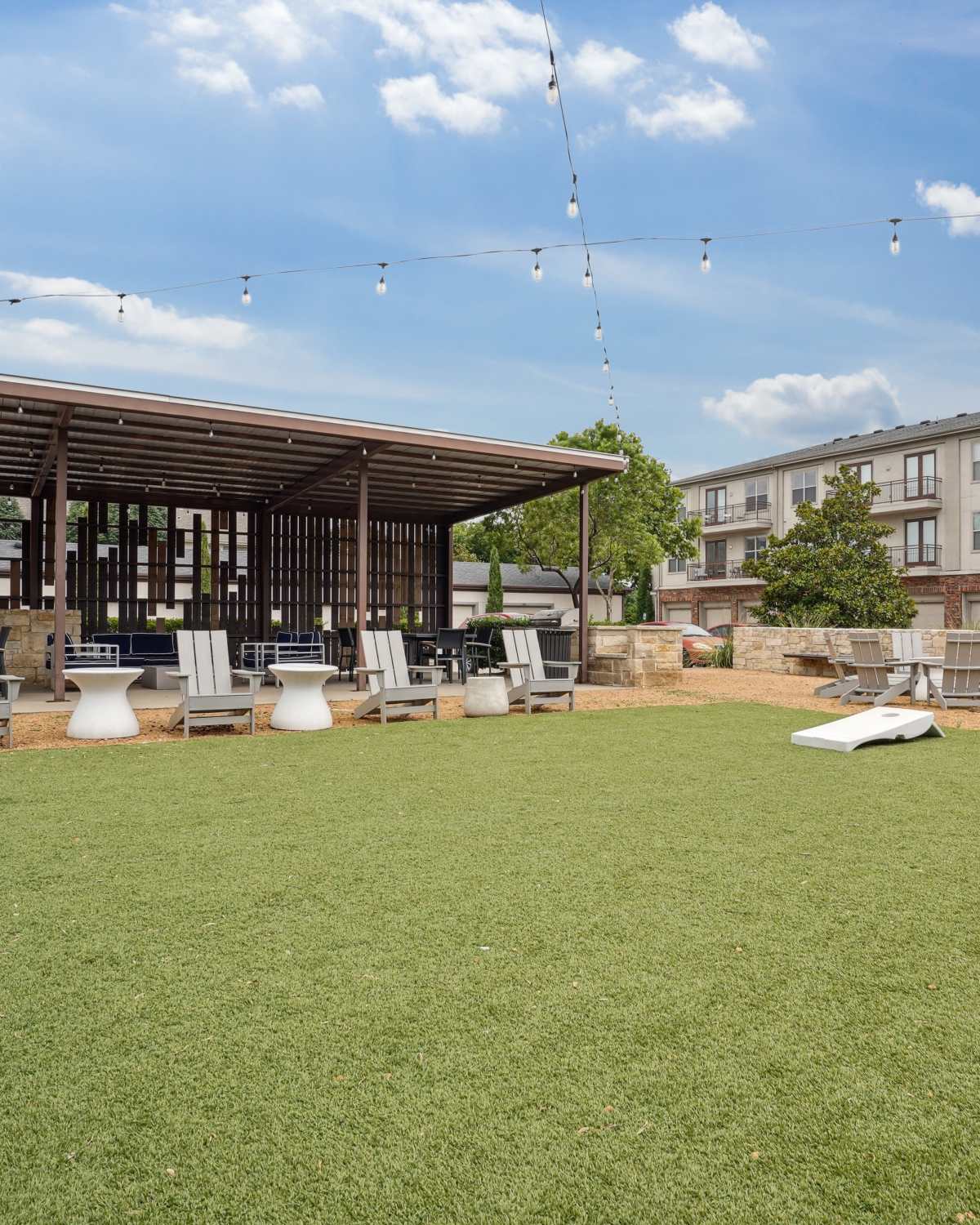 Outdoor seating at Silver Oak at Flatiron District at Austin Ranch in The Colony, Texas