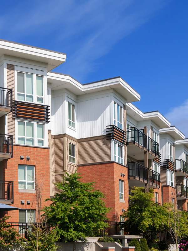 Colorful buildings at Reli Property Management in Zelienople, Pennsylvania