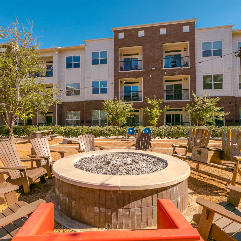 Outdoor seating with firepit at NOVU New Forest in Houston, Texas