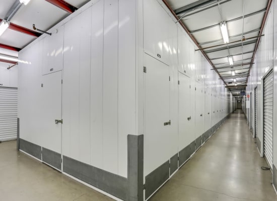 Indoor storage units at A-1 Self Storage in Santa Ana, California