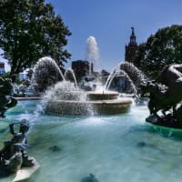 Water fountains near Springhill Apartments in Overland Park, Kansas
