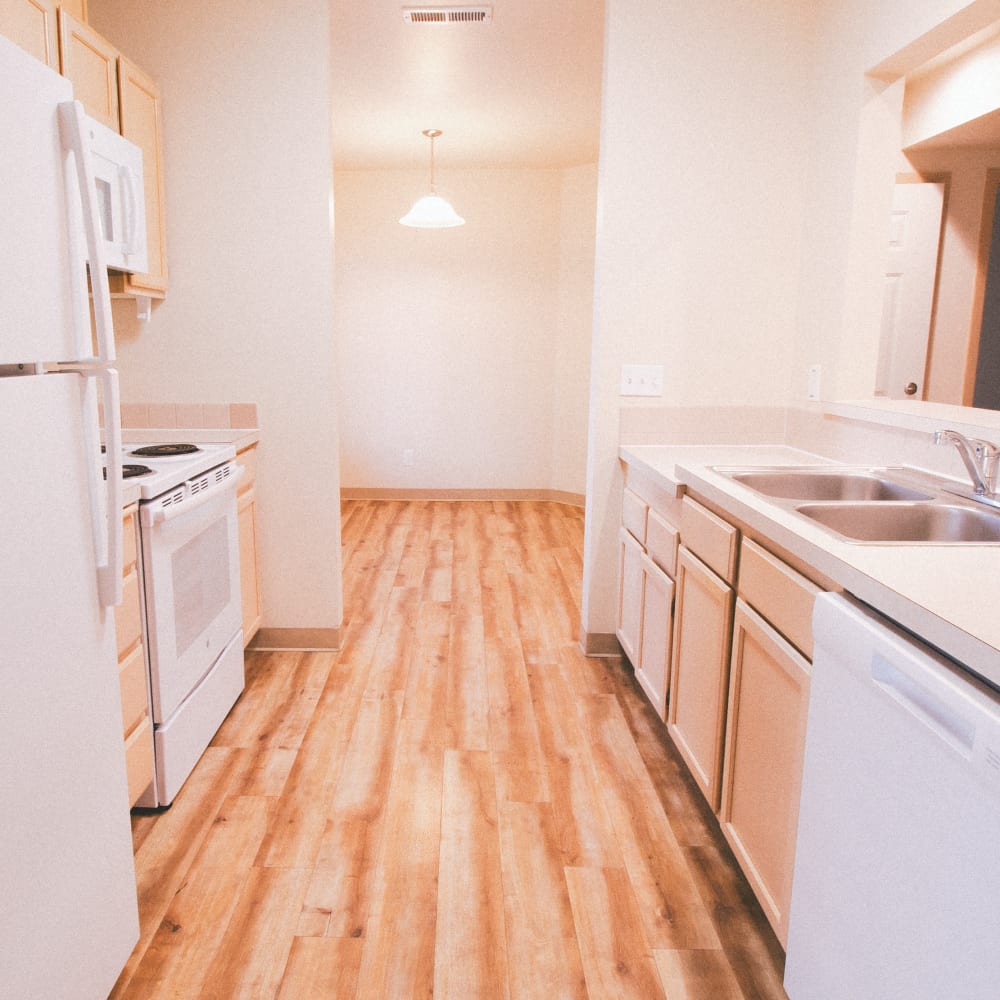 Side view of a kitchen