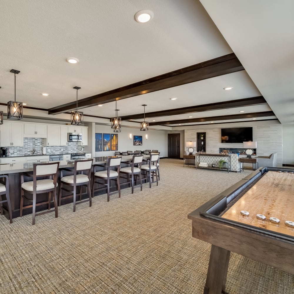 Community kitchen at Applewood Pointe of Maple Grove at Arbor Lakes in Maple Grove, Minnesota. 