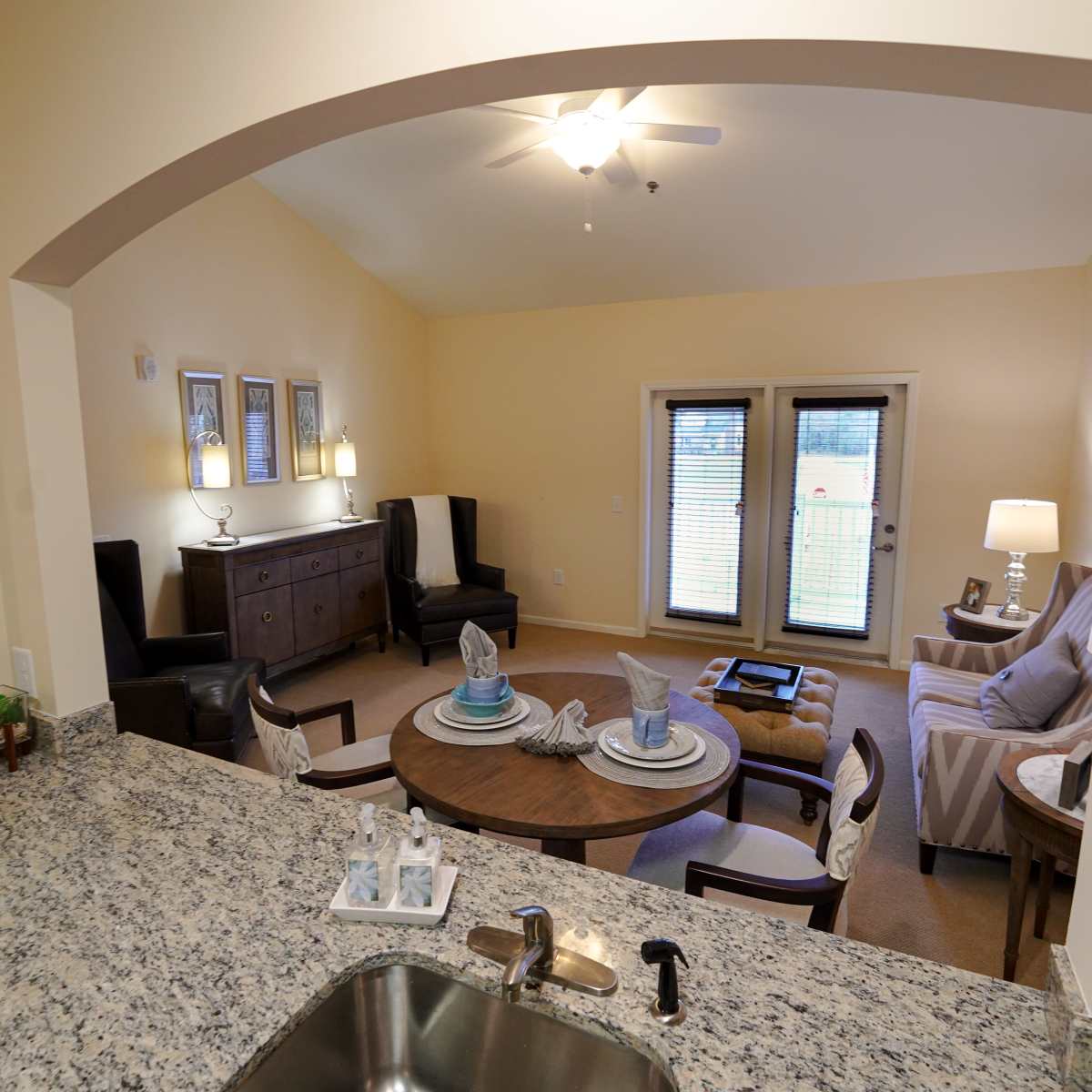 Living room and dining area at The Harmony Collection at Columbia in Columbia, South Carolina