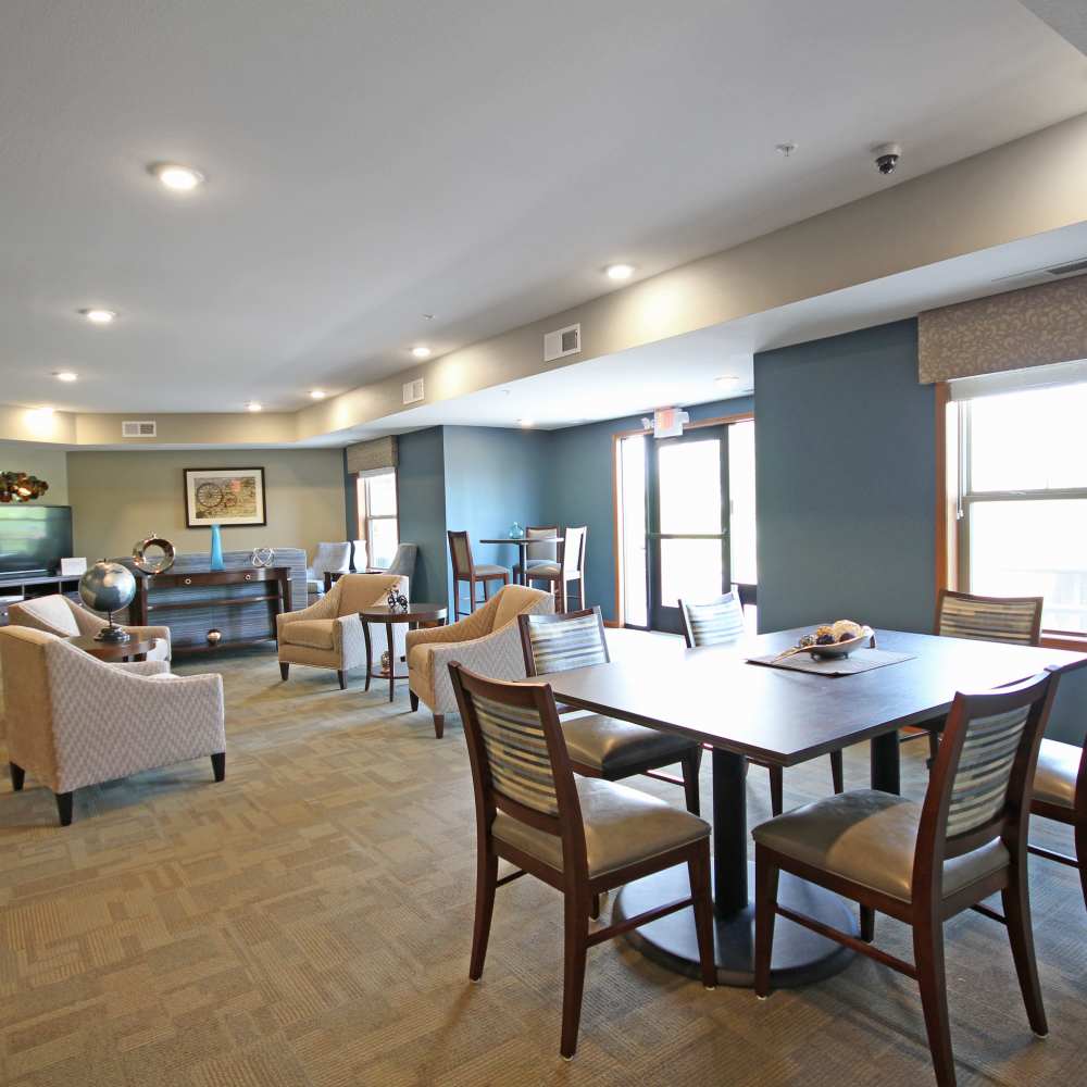 Clubhouse with seating area at Parkview East in Ramsey, Minnesota