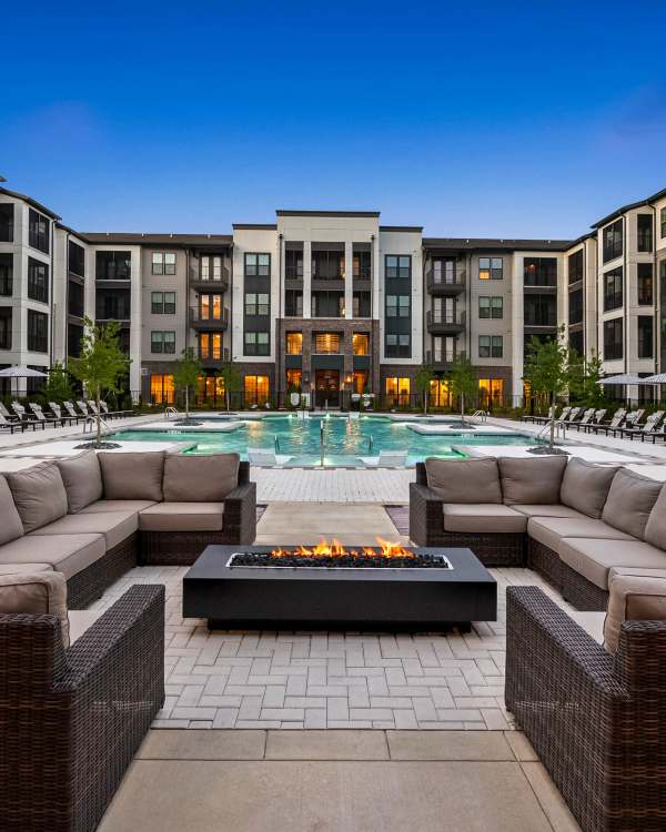 Sparkling swimming pool at Westport Lofts in Belville, North Carolina