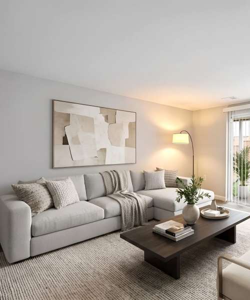 Cozy living room at Pleasant View Townhomes in Baltimore, Maryland