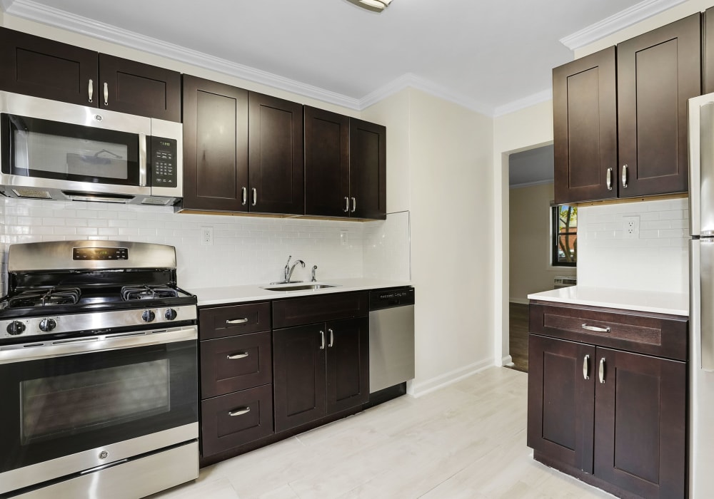 Fully-equipped kitchen at Continental Gardens in River Edge, New Jersey