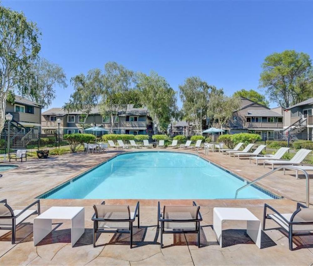 Another sunny day at the resort-style swimming pool at Sofi Union City in Union City, California