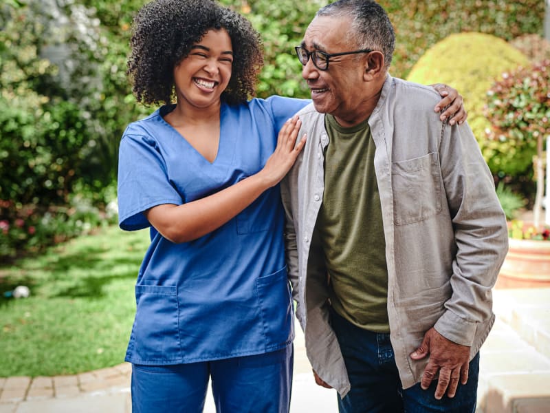 Caregiver and resident at Trustwell Living at Bailey Place in Bunkie, Louisiana