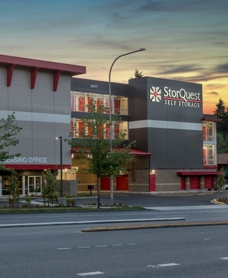 The exterior of the main entrance at StorQuest Self Storage in Petaluma, California