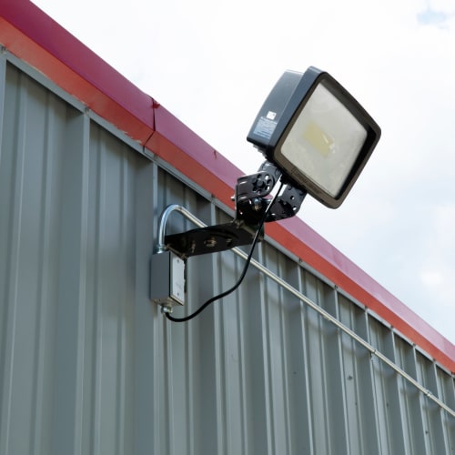 Bright exterior lighting at Red Dot Storage in Trenton, Michigan