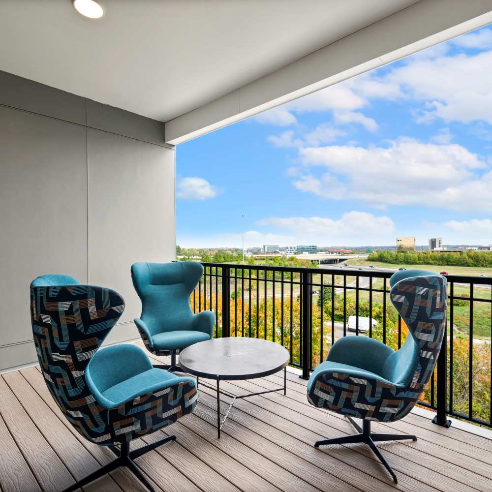 Private balcony with community view at Neo Vantage Point in Maryland Heights, Missouri