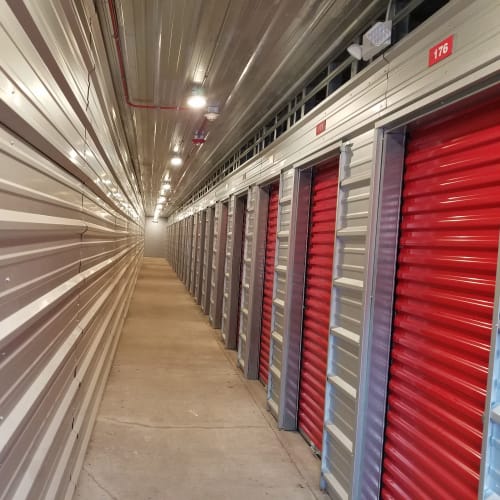 Indoor storage units at Red Dot Storage in North Aurora, Illinois