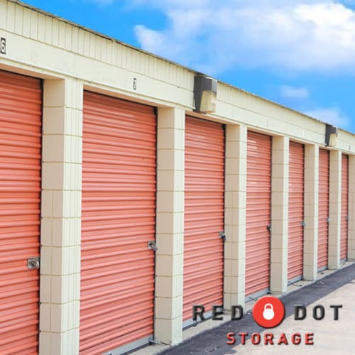 Exterior access storage units at Red Dot Storage in Zion, Illinois