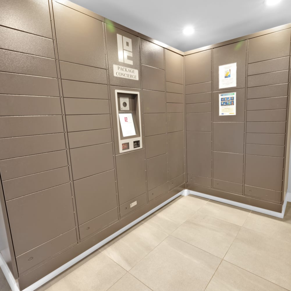 Package lockers at The Tower at Hollywood Hills, Los Angeles, California