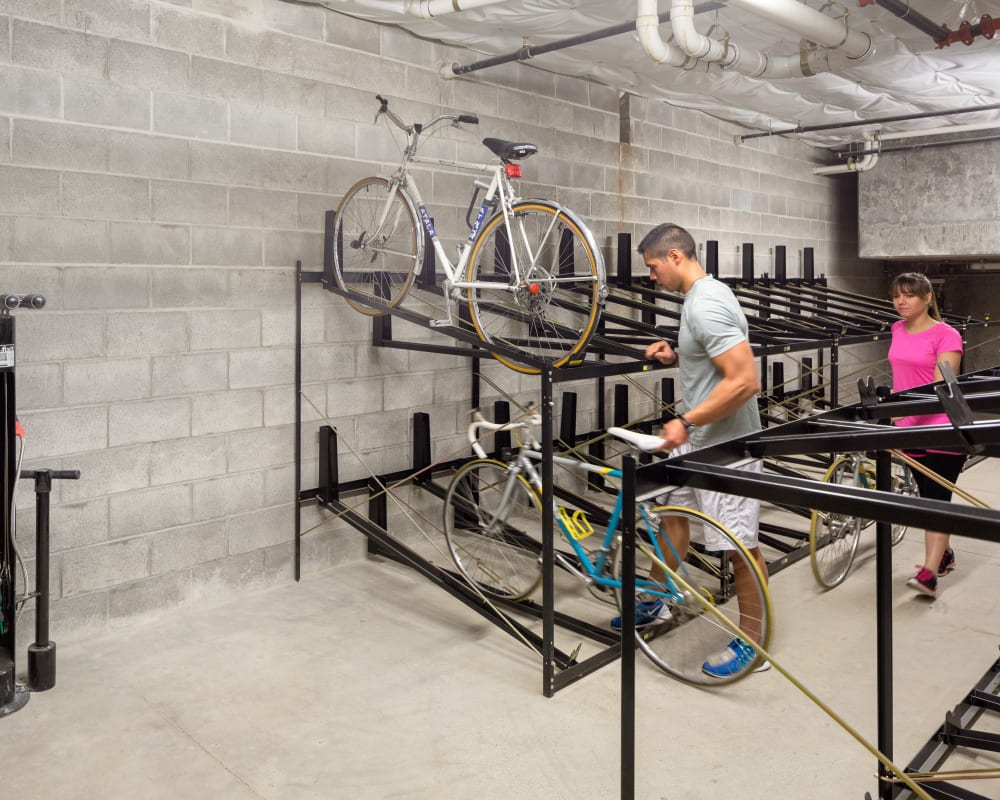 Bike storage room at Marvel 29 in Portland, Oregon