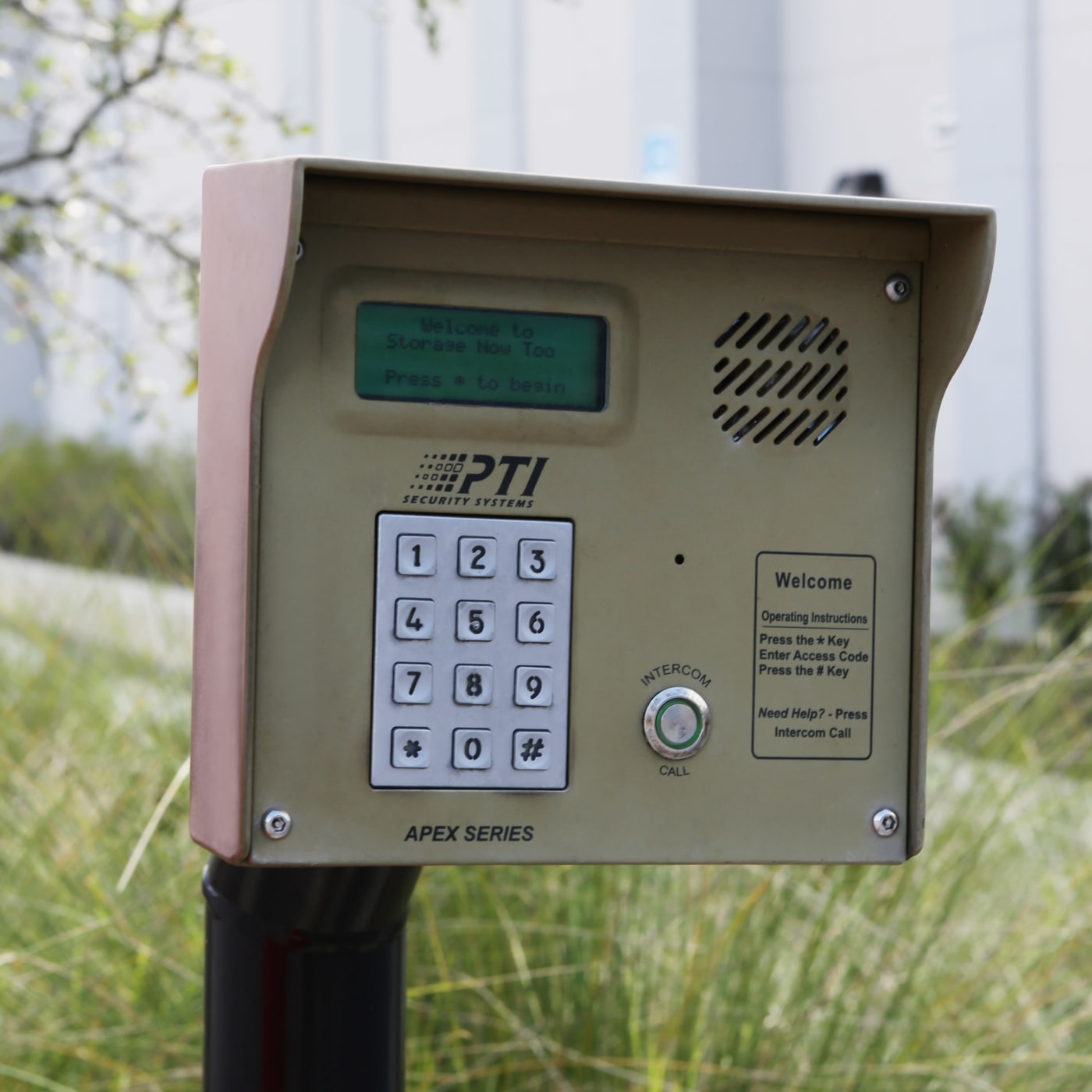 Keypad entrance to Midgard Self Storage in Bradenton, Florida