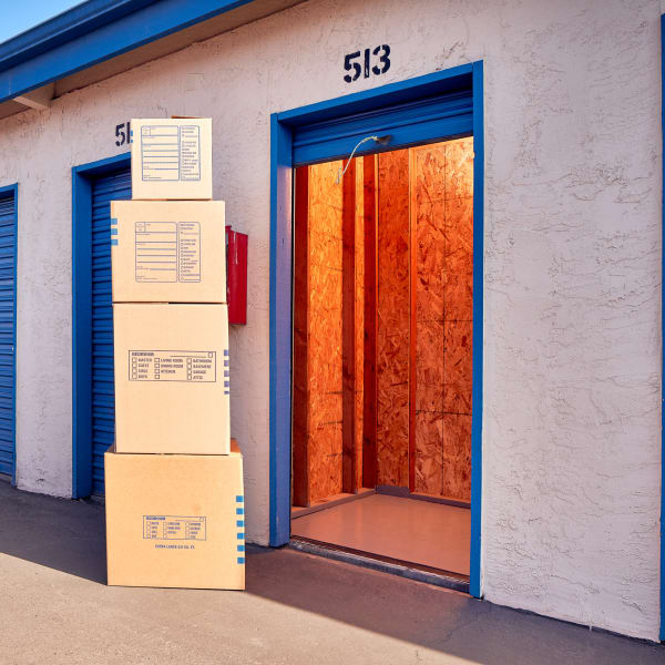 Storage boxes at Stor'em Self Storage in Vista, California