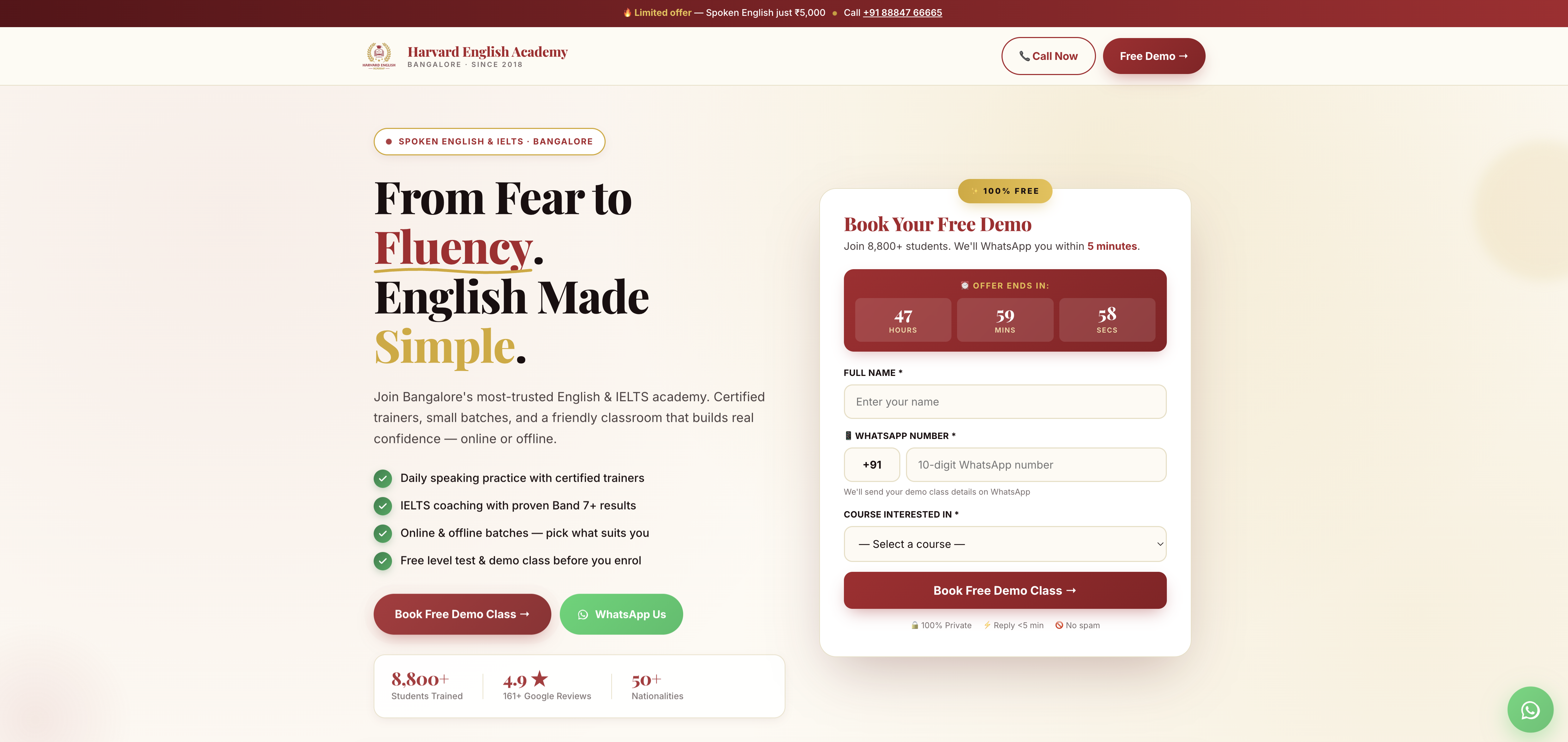 Harvard English Academy  Landing Page