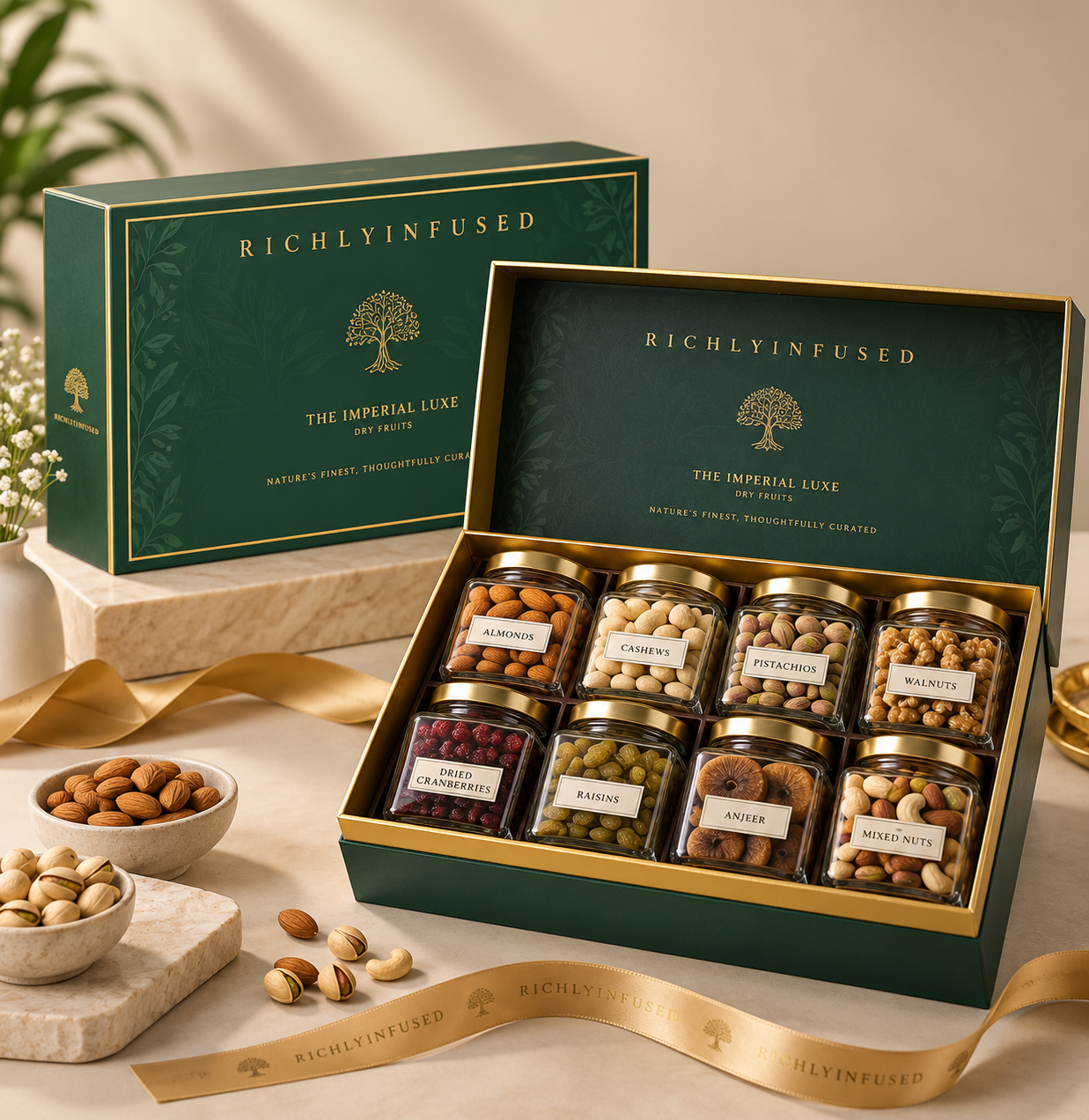 Premium dry fruits, nuts and seeds in an Energyflow gift box