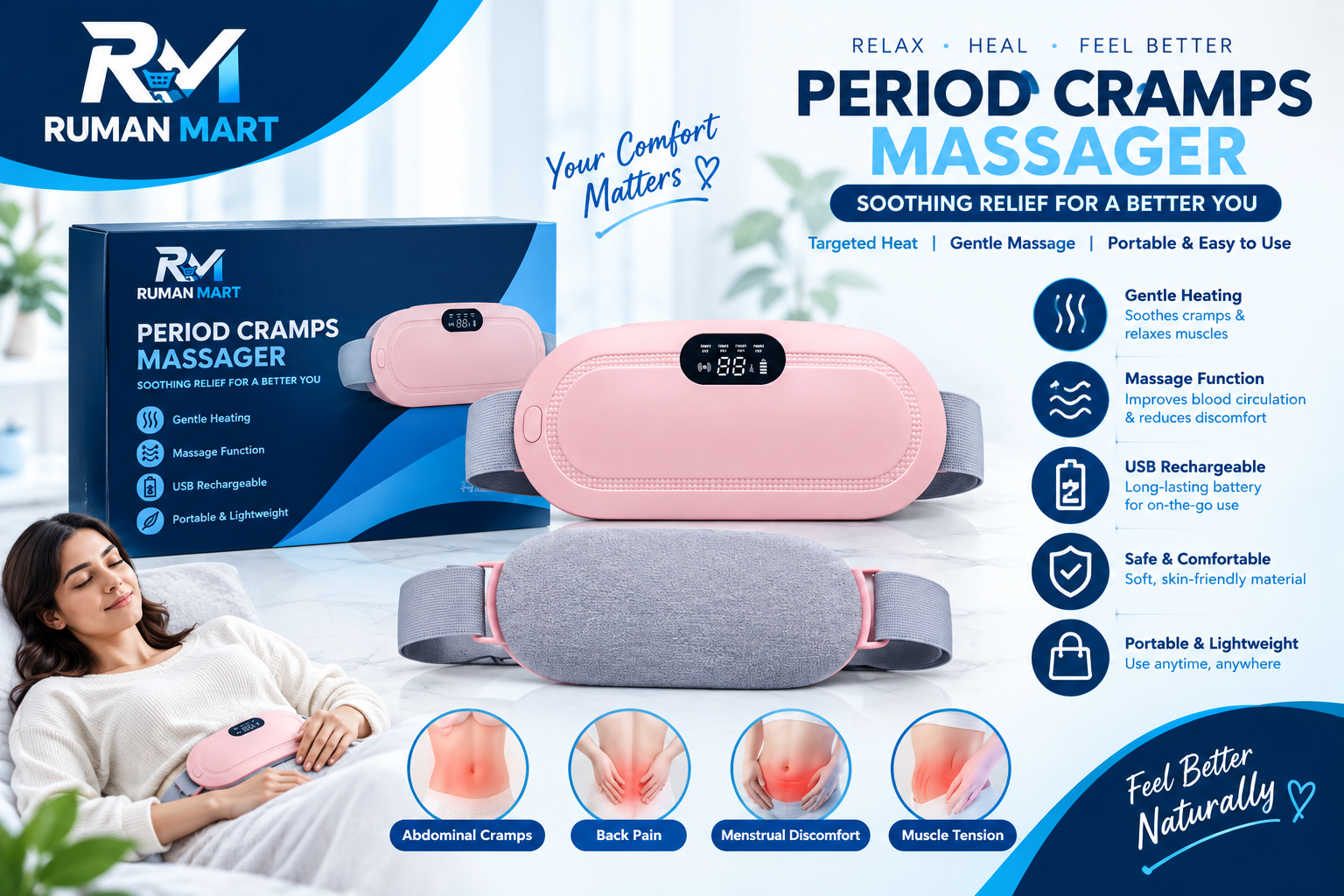 Electric Period Cramps Massager for Menstrual Pain Relief