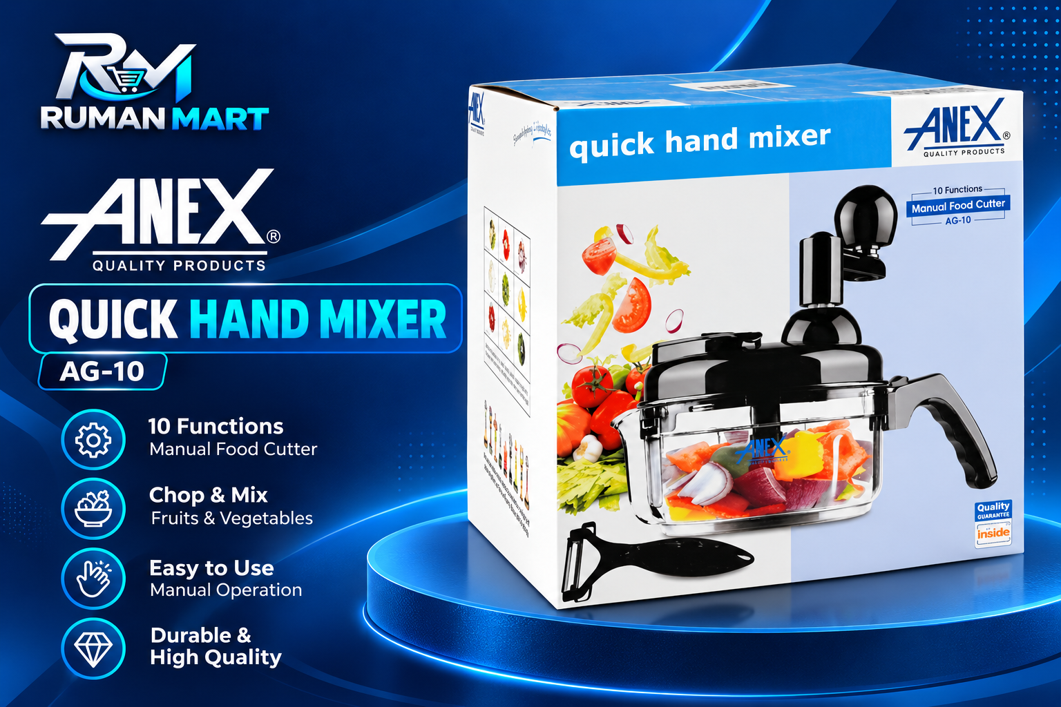 Anex Quick Hand Mixer AG 10 Manual Food Cutter