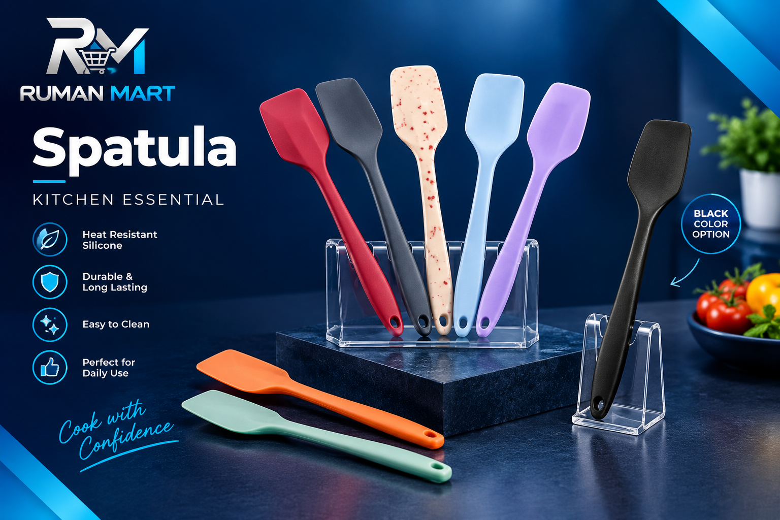 Silicone Spatula Heat Resistant Multiple Colors