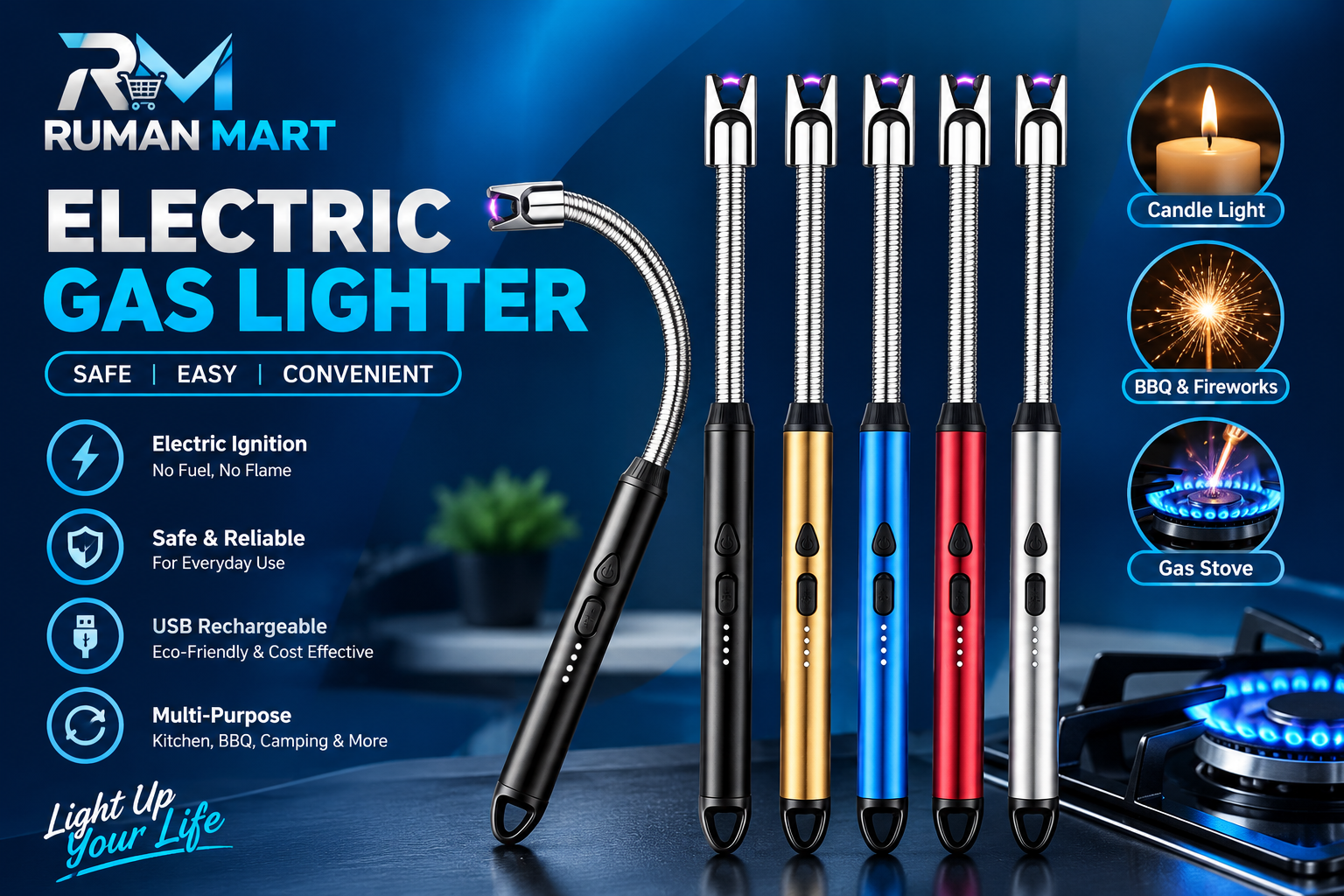 Electric Gas Lighter USB Rechargeable Flexible Lighter