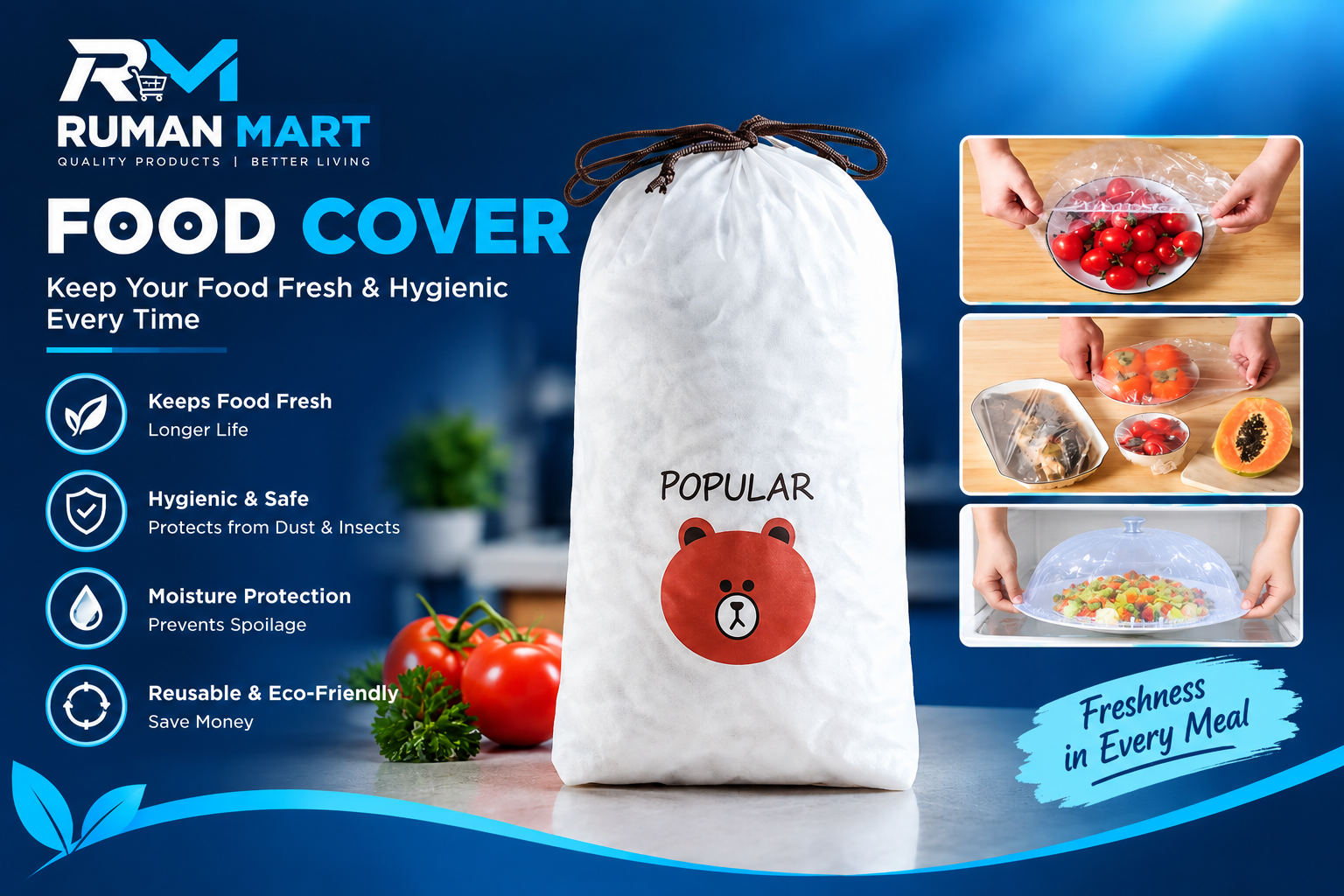 Reusable Food Cover Bags for Bowls and Plates