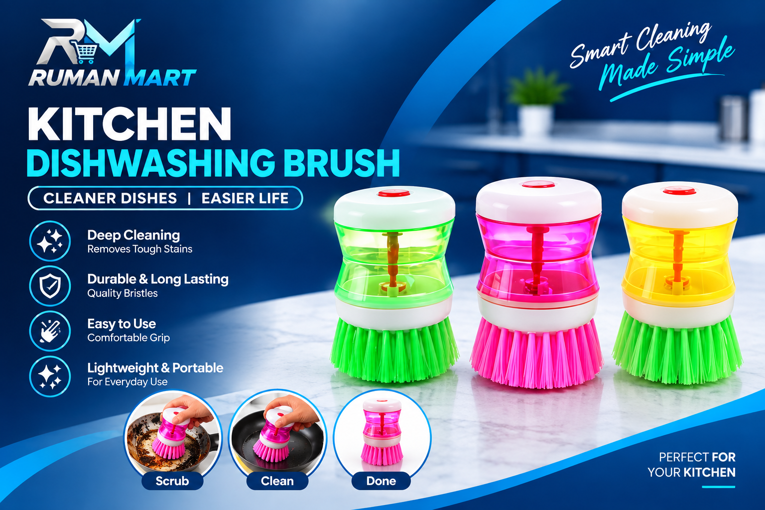 Kitchen Dishwashing Brush with max liquid Dispenser