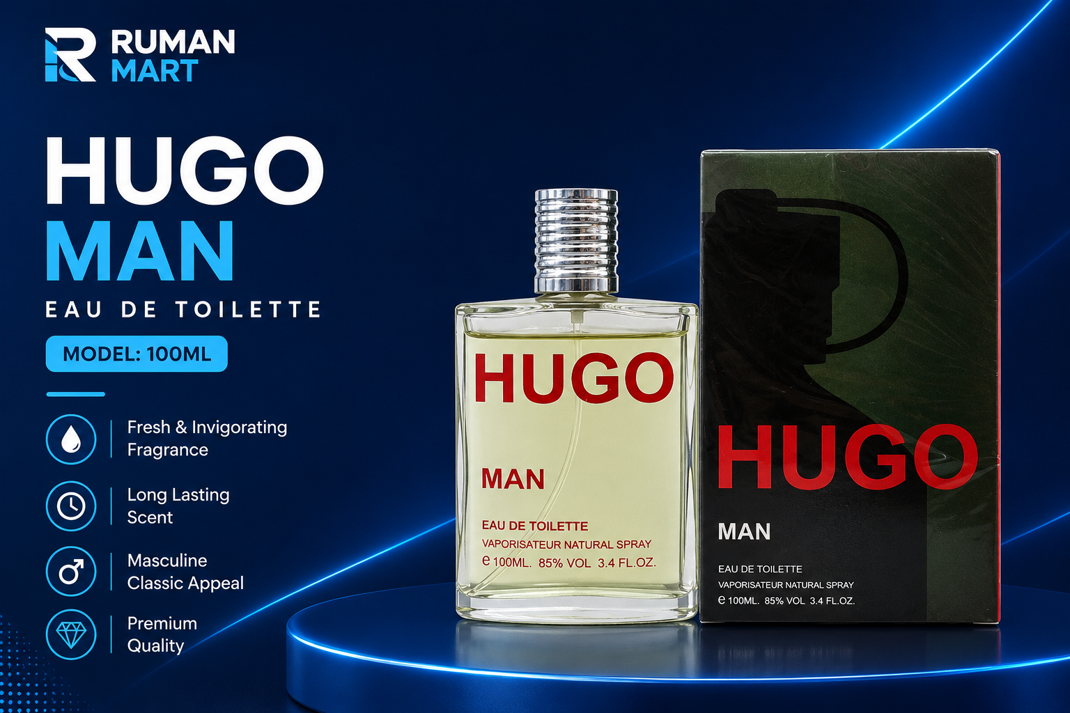 Hugo Man Eau de Toilette 100ml Fresh Fragrance for Men