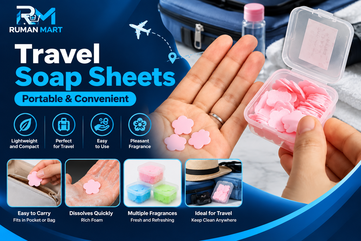 Travel Soap Sheets Portable Paper Soap with Box