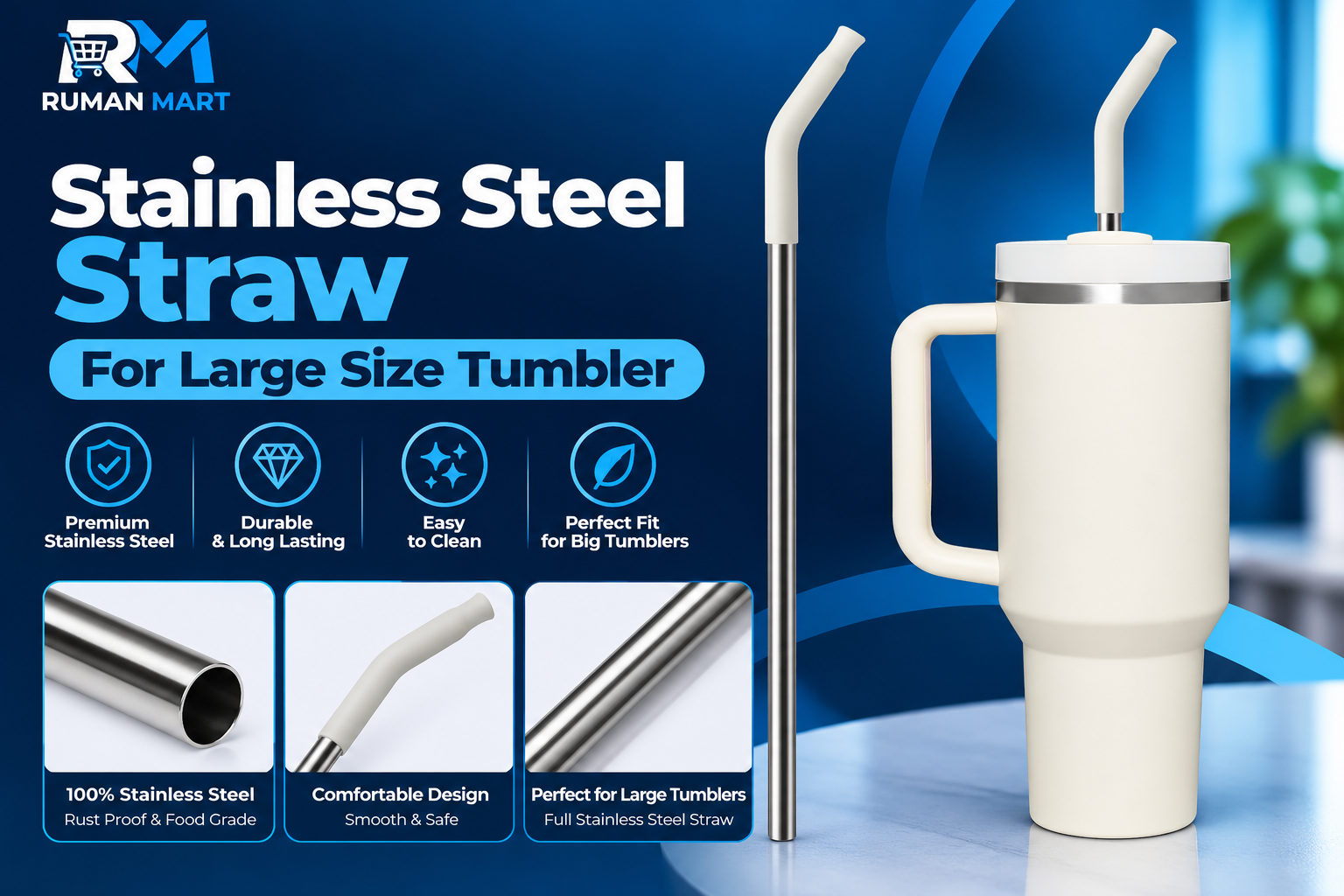 Stainless Steel Straw for Large Size Tumbler