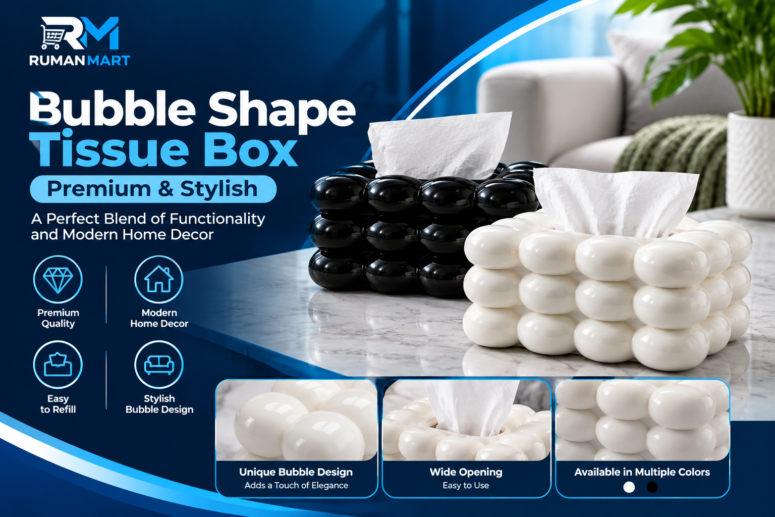 Bubble Shape Tissue Box Holder Modern Home Decor