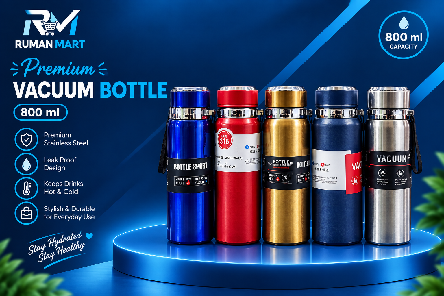 Premium Vacuum Steel Bottle 800ml