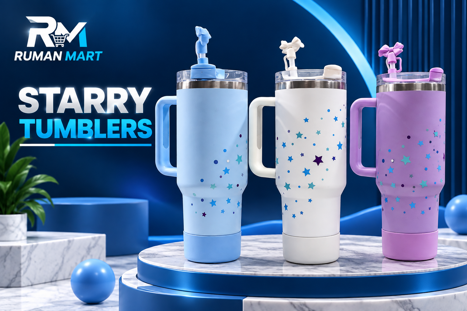 Starry Steel Tumbler 1250ml with Handle