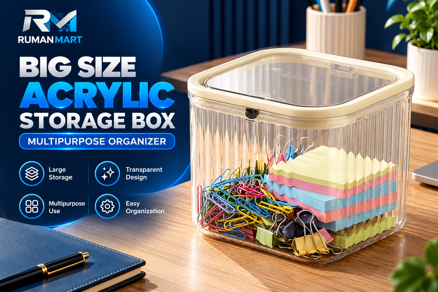 Big Size Acrylic Storage Box Multipurpose Organizer