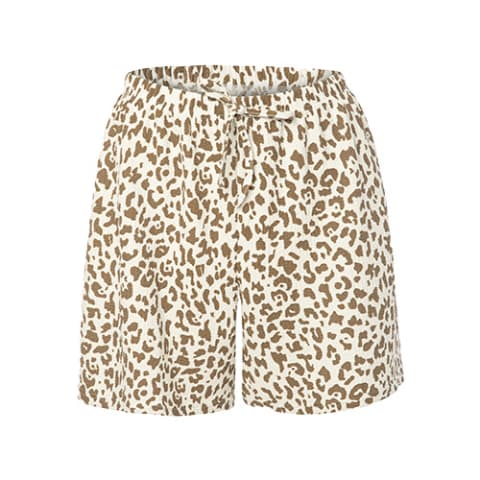 Koza Kadın Krinkıl Kumaş Şort Leopar Desenli L-xl