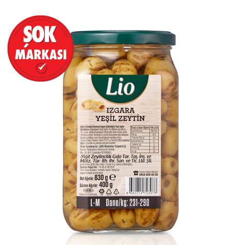 Lio Izgara Yeşil Zeytin ( L-M 231-290) 400 g