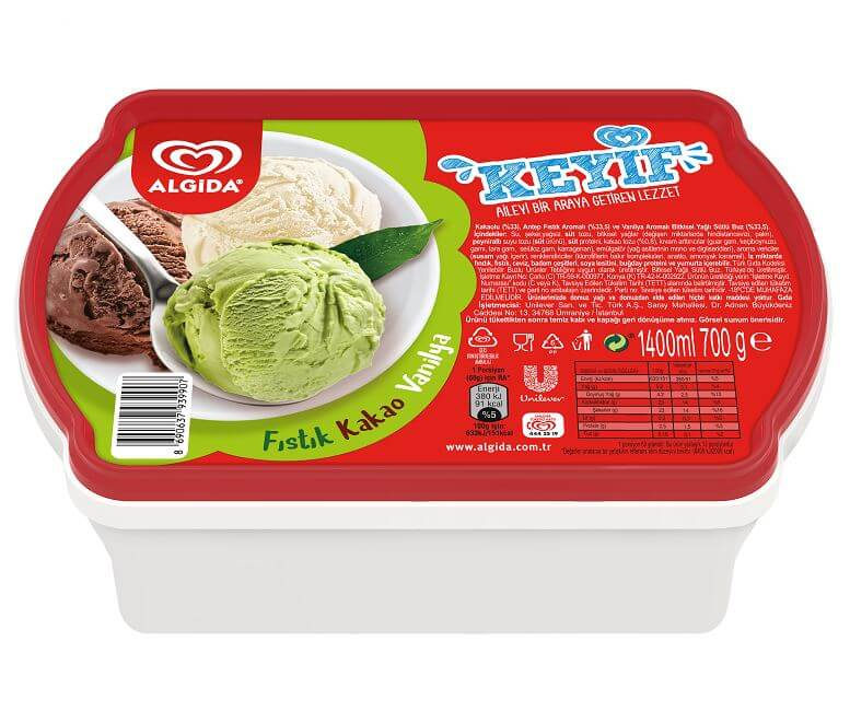 Algida Keyif Kakao Vanilya Fıstık 1400 ml