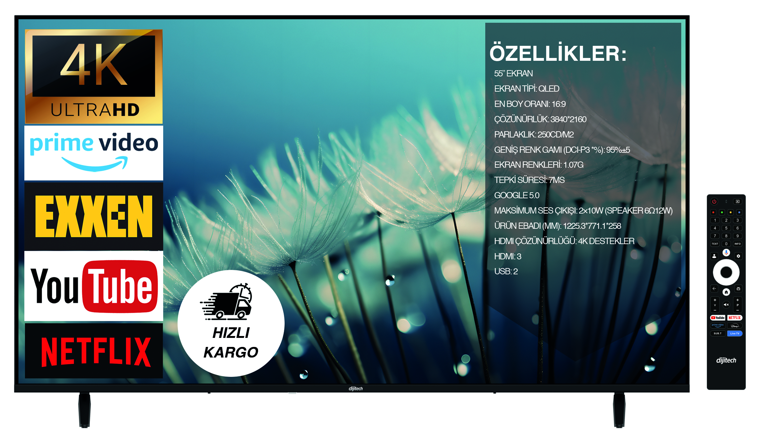 Dijitech 55 Djq 12000 4k Uhd Qled Google Tv