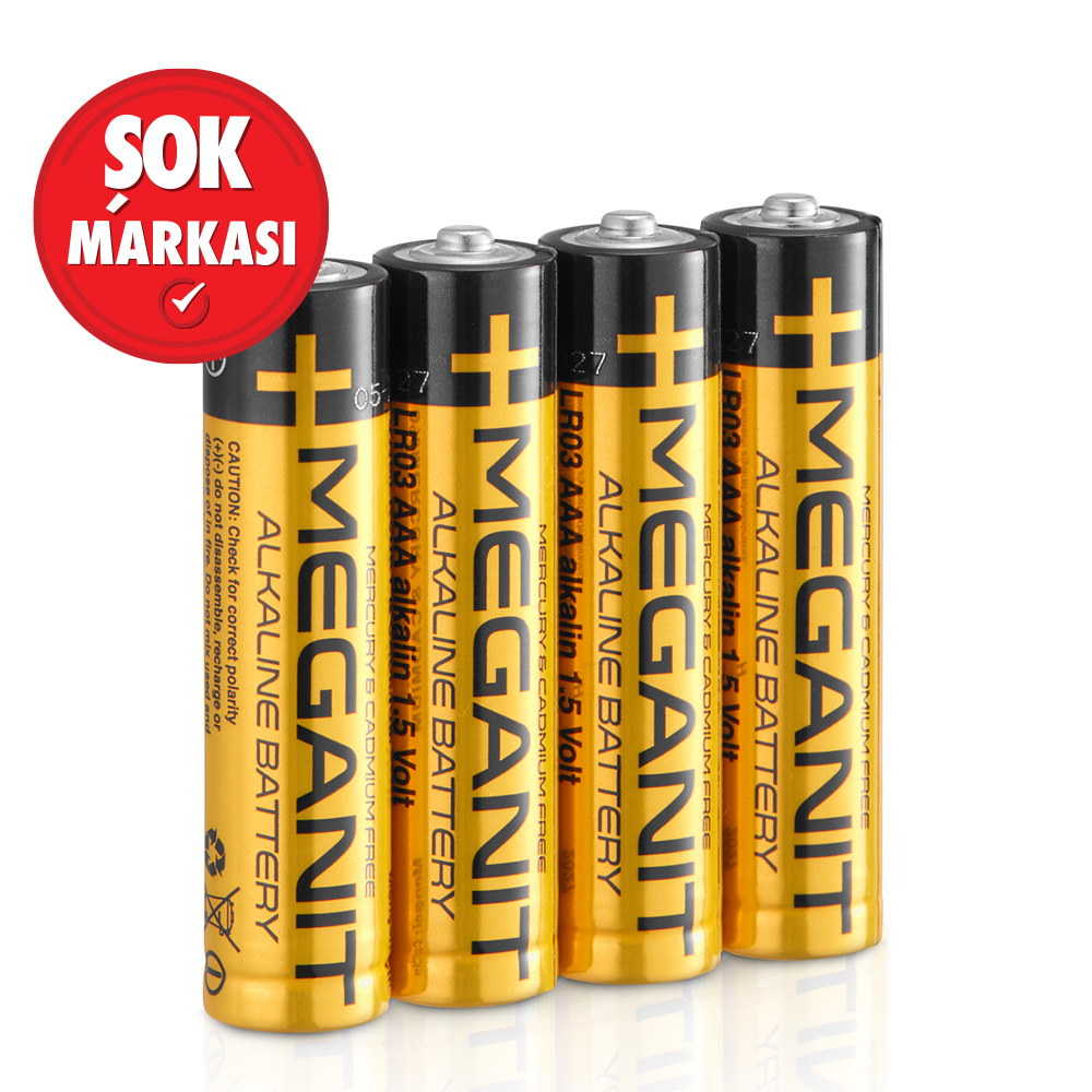 Meganit Alkalin İnce Kalem Pil 4'lü
